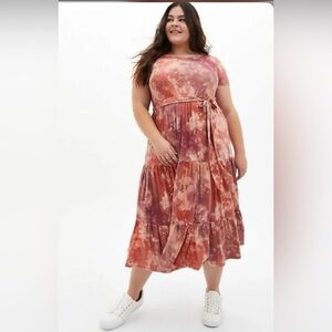 Torrid pink tie-dye dress